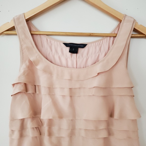 French Connection Dress Silk Ruffles Sleeveless - Picture 2 of 7